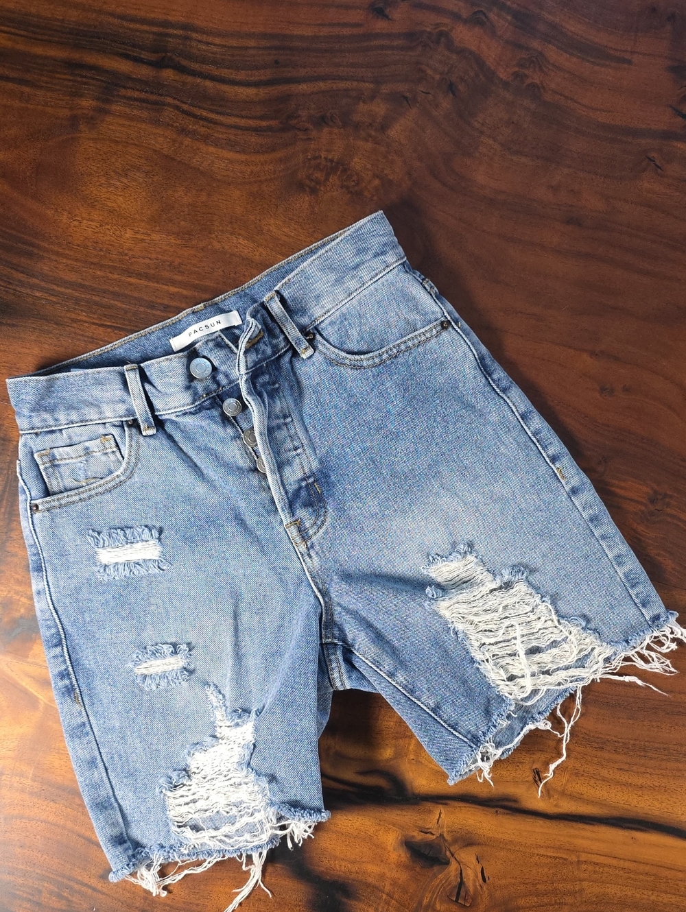 PacSun Light Wash Ripped High-Rise Denim Shorts